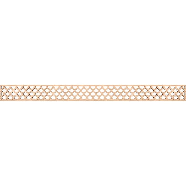 Ekena Millwork Hudson Fretwork 0.375 in. D x 46.375 in. W x 4 in. L Red Oak Wood Panel Moulding