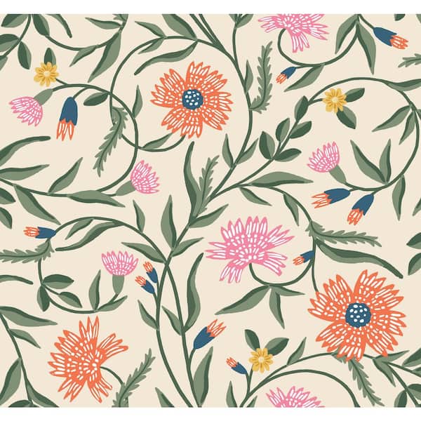 Aster Coral Orange Metallic Non-Pasted Wallpaper