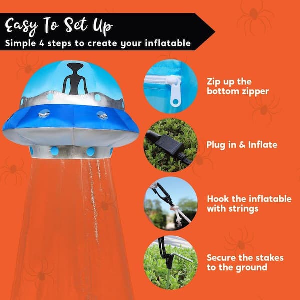 Joyfy 9 Ft. LED Halloween Blue UFO Inflatable 31980-B - The Home Depot