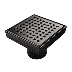 4 in. x 4 in. Stainless Steel Square Shower Drain with Square Pattern Surface, Matte Black