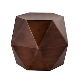 17.25 in Lexi Design Diamond Shape Iron Copper Side Table in Solid Print