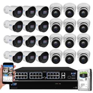 32-Channel 8MP 8TB NVR Smart Security Camera System with 12 Wired Turret and 12 Bullet Cameras 3.6 mm Fixed Lens AI, Mic