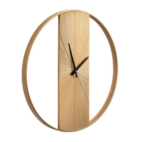 Kate and Laurel Ladd Gold Wood and Metal Analog Wall Clock