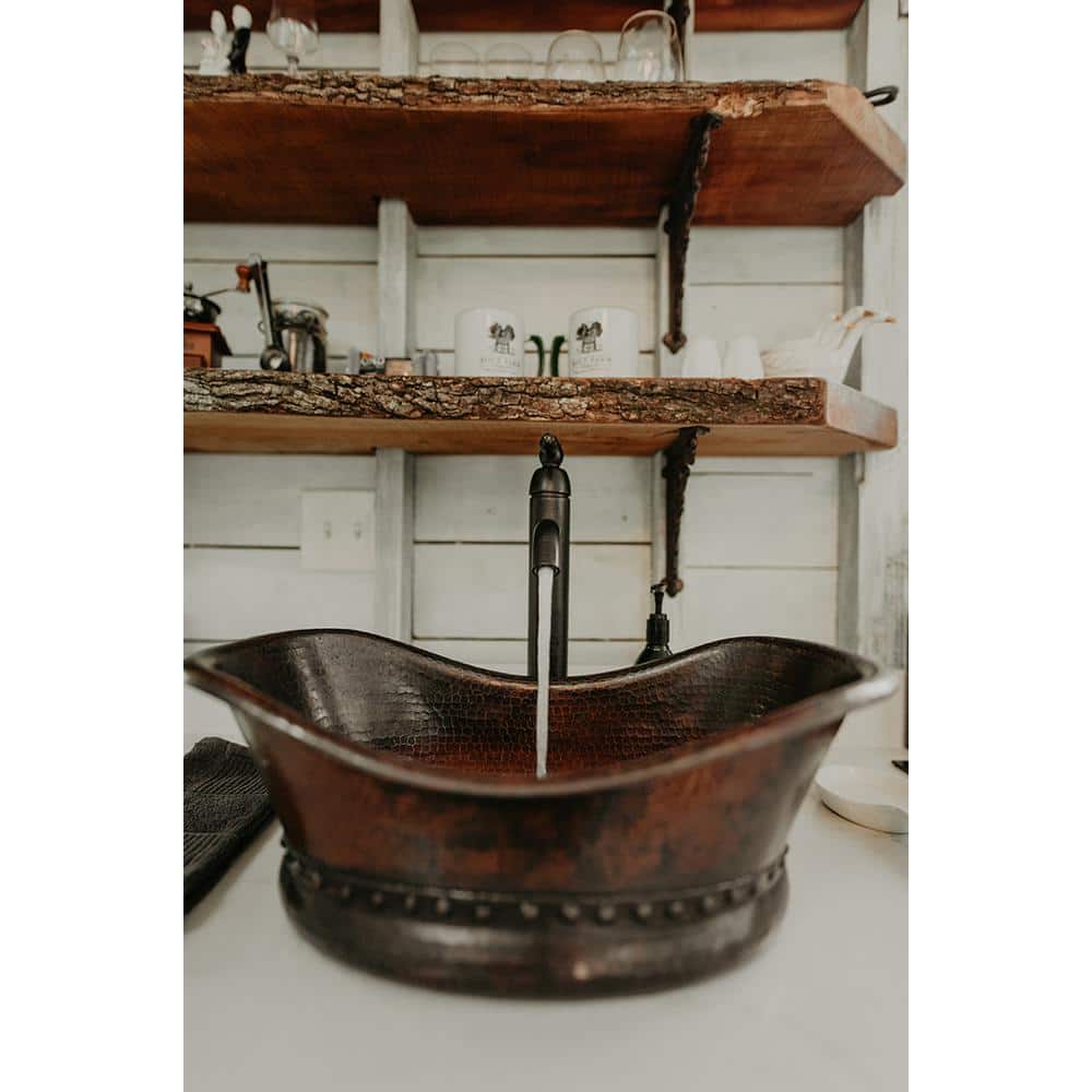20" Oil Rubbed Bronze Hammered Copper Vessel Sink
