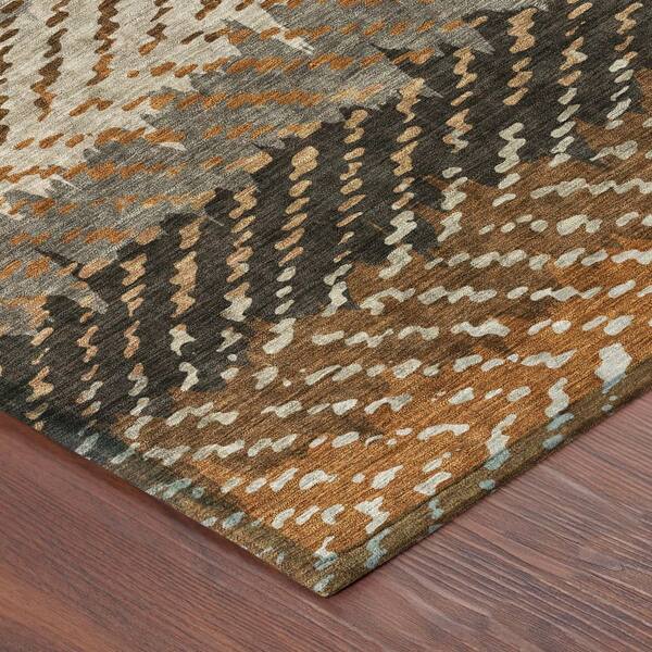 Chantille Machine Washable Indoor/Outdoor Abstract ACN2740 Paprika 8 ft. x 10 ft. Area Rug
