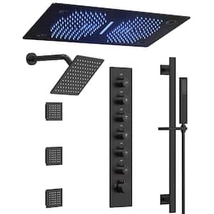 Large 63-Spray 27.5in. and 10in. Dual Shower Heads Ceiling Mount Fixed and Handheld Shower Head in Matte black