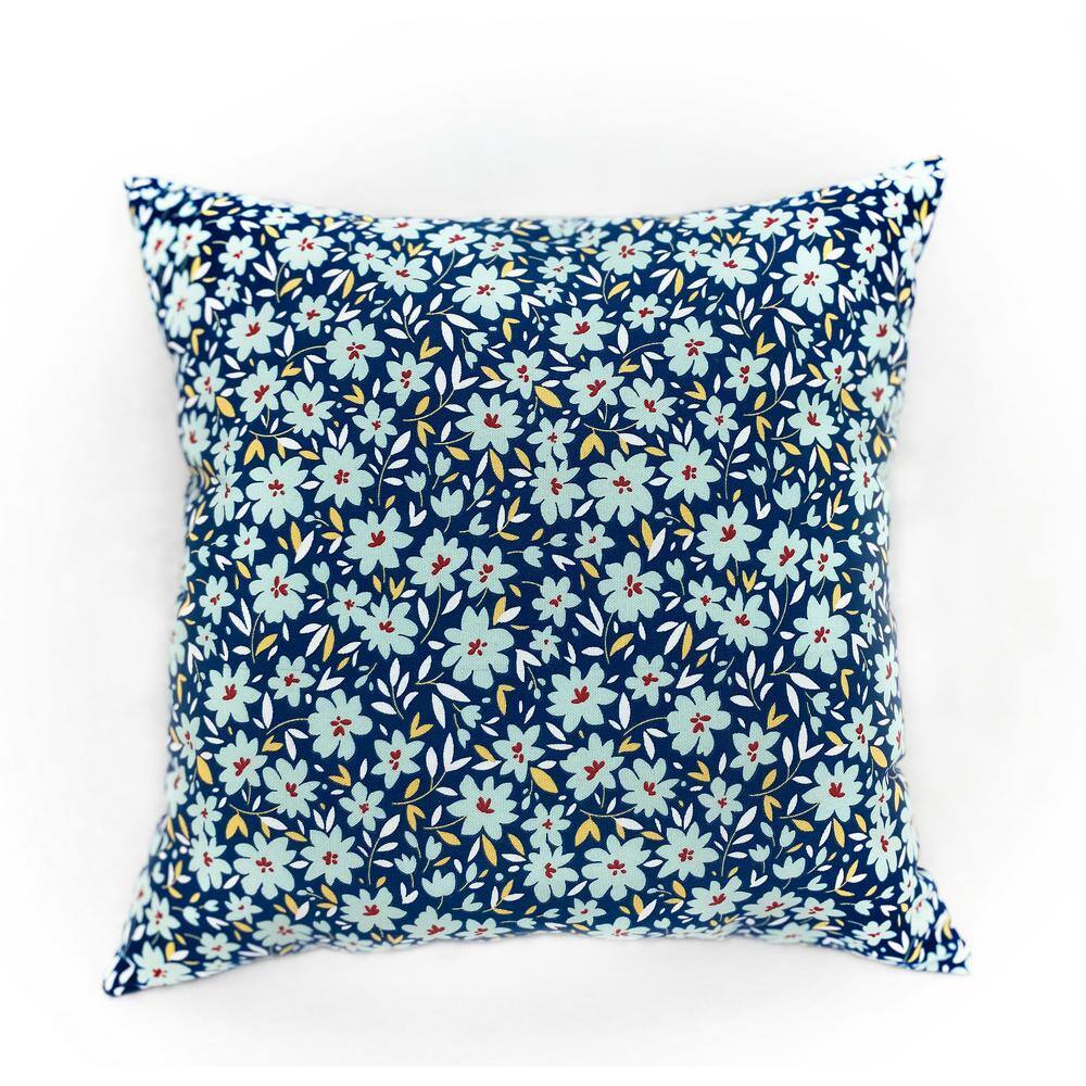 Hampton Bay Midnight Floral Square Outdoor Throw Pillow, Set of 6