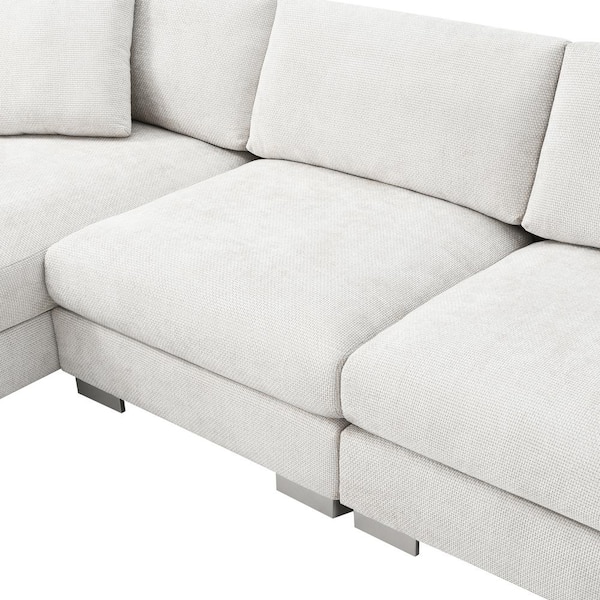 Harper & Bright Designs 96 in. L Shaped Chenille Modern