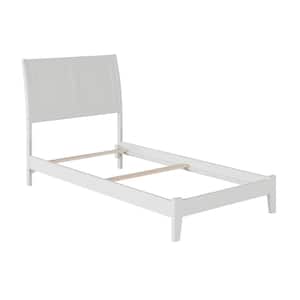 Portland White Solid Wood Frame Twin XL Sleigh Platform Bed