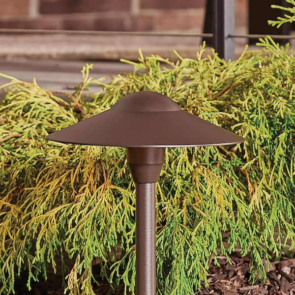 Low Voltage 8 in. Textured Architectural Bronze Hardwired Weather Resistant Dome Stem Path Light with No Bulbs Included