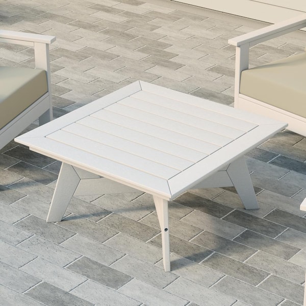 Birchwood Outdoor Patio 37 in. Square HDPE Conversation Coffee Table in White