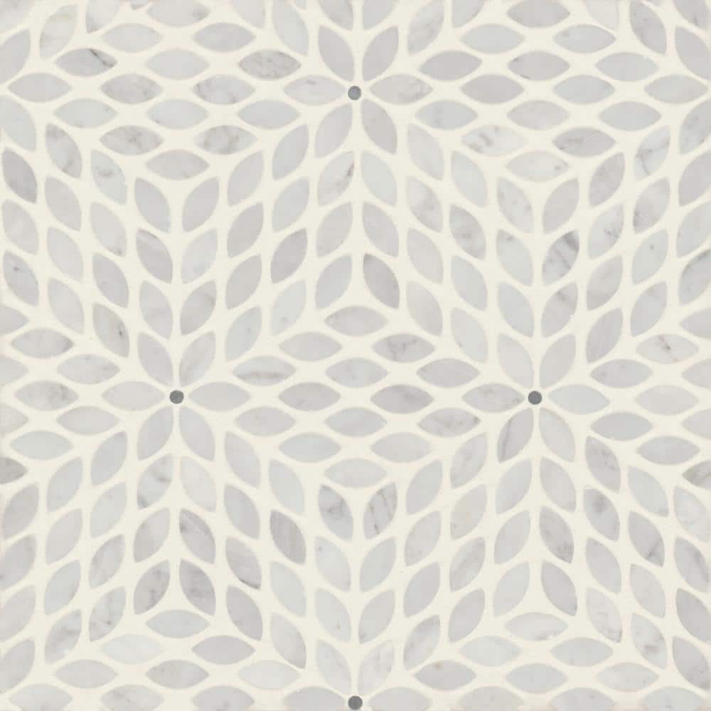 Celeste Leaf 14 in. x 16 in. Honed White Carrara/Bardiglio Marble Mosaic Tile (7.85 sq. ft./Carton) price history on PriceWatchPro