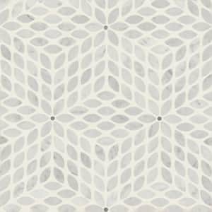 Celeste Leaf 14 in. x 16 in. Honed White Carrara/Bardiglio Marble Mosaic Tile (7.85 sq. ft./Carton)
