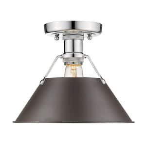 Orwell 1-Light Chrome with Rubbed Bronze Shade Flush Mount