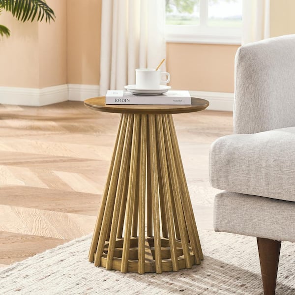Unbranded 15.75 in. Brown Round Wood Coffee Table, Living Room Coffee Table