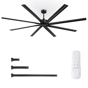 96 in. Indoor Black Downrod 8-Blades 6-Speeds Industrial Ceiling Fan with Remote Control