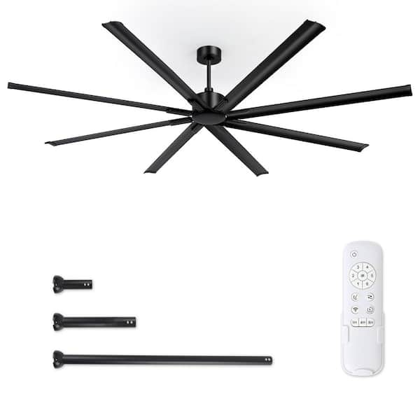 96 in. Indoor/Outdoor 8-Blades Matte Black Industrial Ceiling Fan with Remote Included