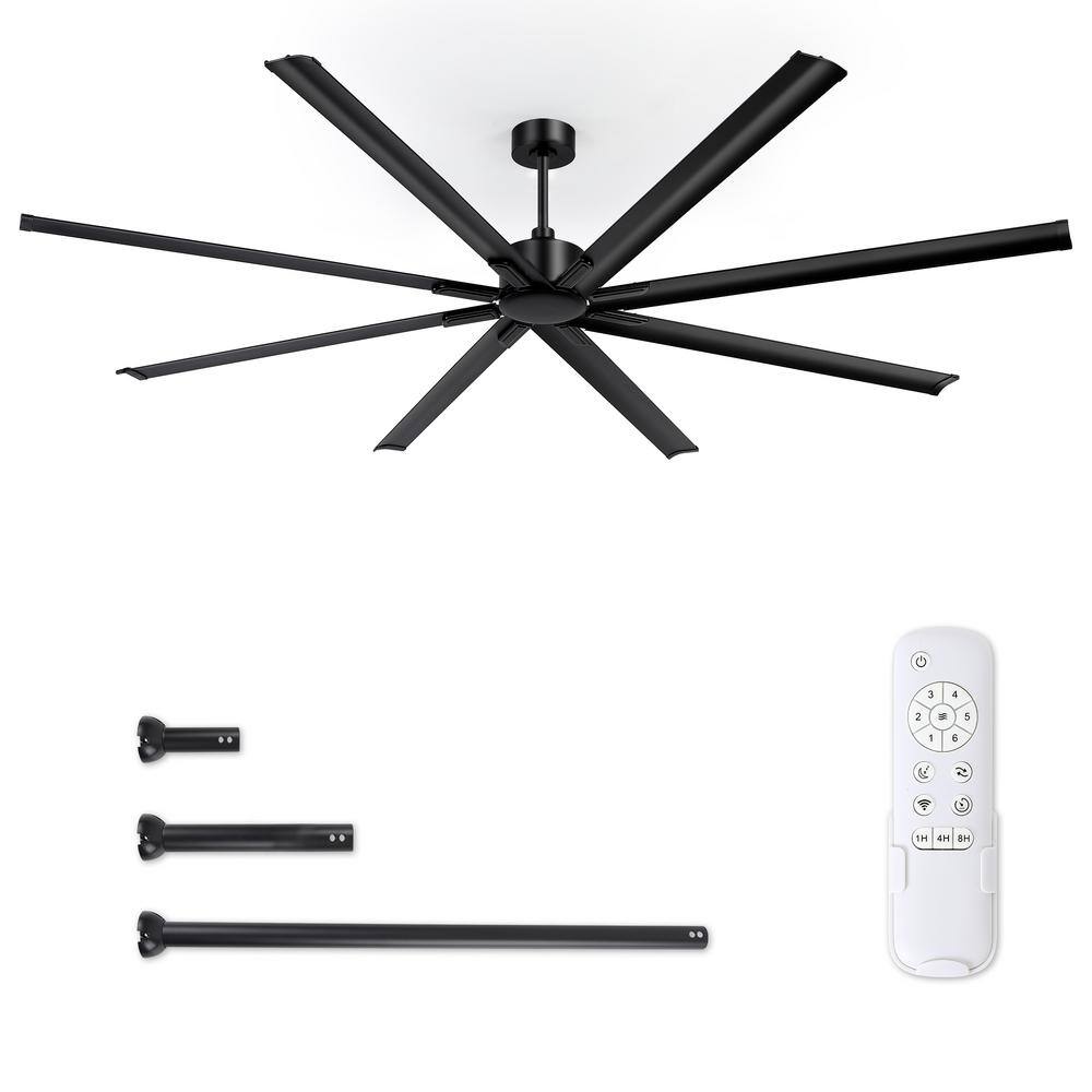 96 in. Indoor/Outdoor 8-Blades Matte Black Industrial Ceiling Fan with Remote Included price history on PriceWatchPro