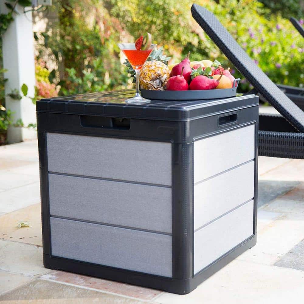 Keter 30 Gallon Gray and Black Lockable Resin Deck Box