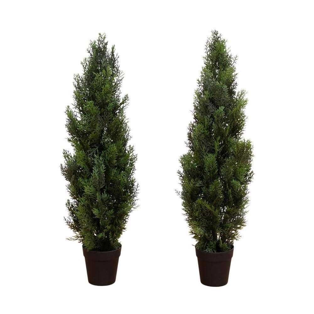 Nearly Natural 3 ft. Artificial Cedar Pine Tree UV Resistant (Indoor/Outdoor)-Set of 2