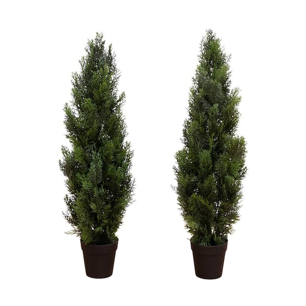 Nearly Natural 3 ft. Artificial Cedar Pine Tree UV Resistant (Indoor/Outdoor)-Set of 2