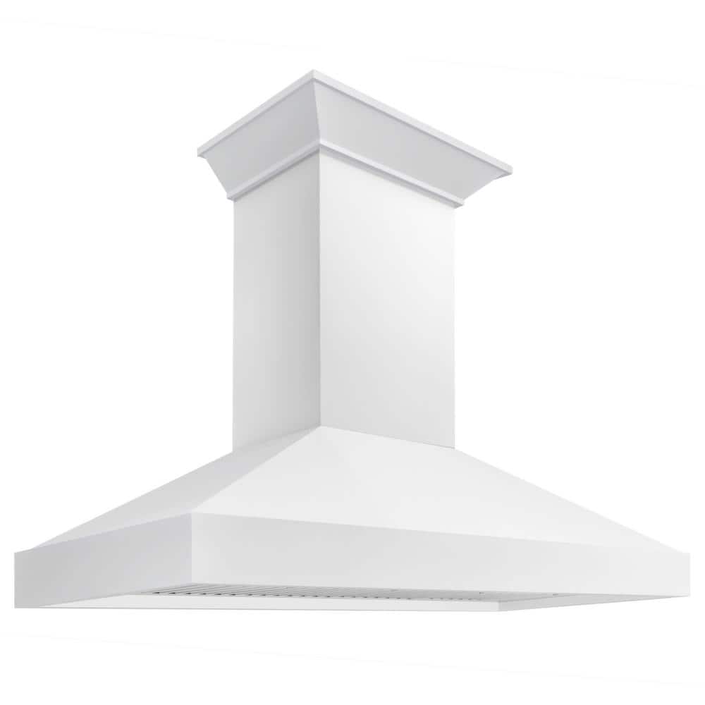 48 in. 400 CFM Convertible Wooden Wall Mount Range Hood in Smooth Bright White