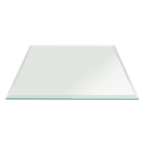48 in. Clear Square Glass Table Top 1/2 in. Thick Bevel Polish Tempered Radius Corners