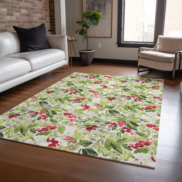 Chantille Machine Washable Indoor/Outdoor Abstract ACN1816 Aloe 3 ft. x 5 ft. Area Rug