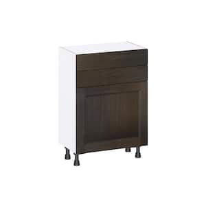 Lincoln Chestnut Solid Wood Assembled Shallow Base Kitchen Cabinet with Drawers (24 in. W x 34.5 in. H x 14 in. D)