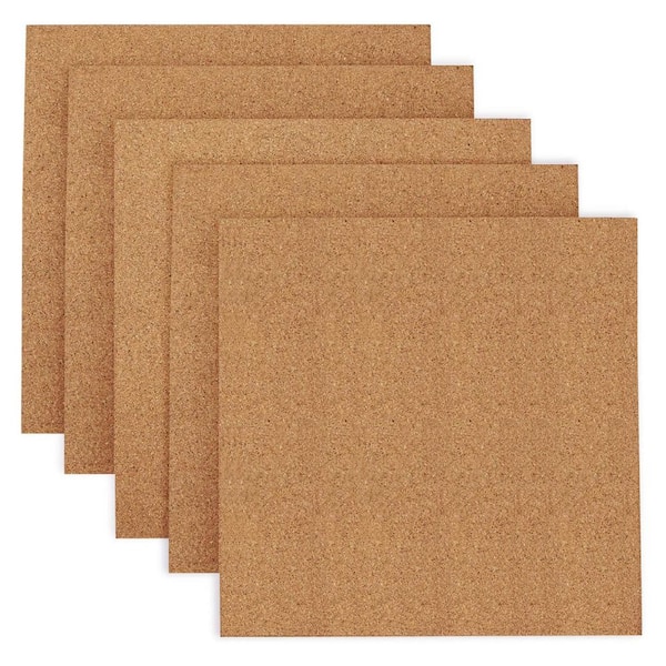 12 x 12 Square Cork Board Tiles Self-Adhesive 1/2 Thick Eco-Friendly for Office Home School Decor 5-Pack
