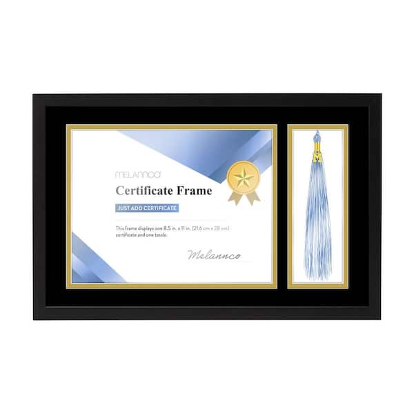 Melannco 18.8 in. x 12.1 in. Wood Diploma/Picture Frame w/ Tassel Holder, Black