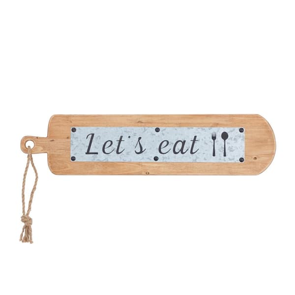 Litton Lane Brown Fir Modern Farmhouse Wall Decor 29 in. x 7 in.