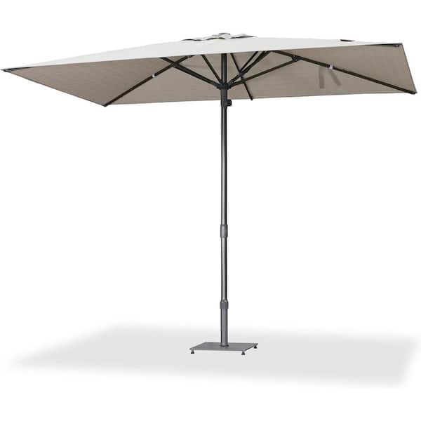 9 ft. x 12 ft. Outdoor Patio Umbrella Gray Pole Market Table Sun Umbrellas with 8-Aluminum Sturdy Ribs in Beige
