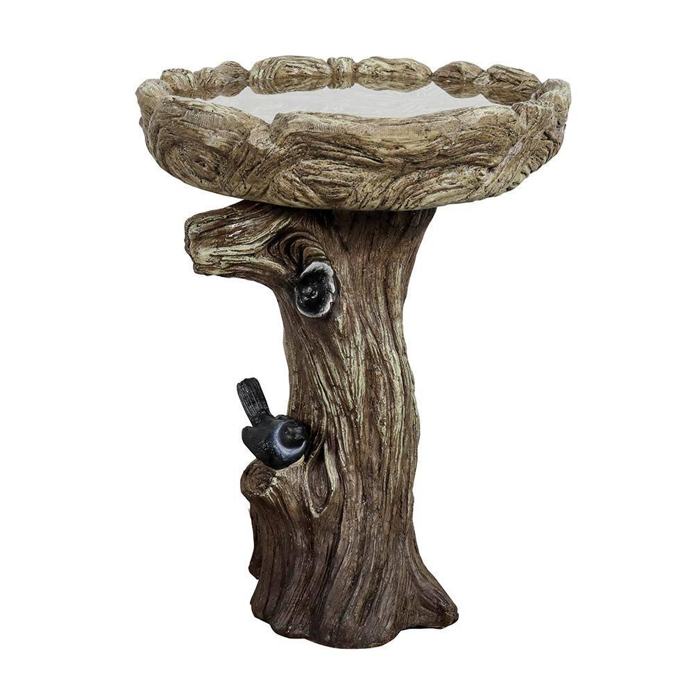 23 in. Tall Fiber-Reinforced Concrete Birdbath with Tree Trunk Pedestal-Woodland Style for Garden, Patio, or Lawn price history on PriceWatchPro