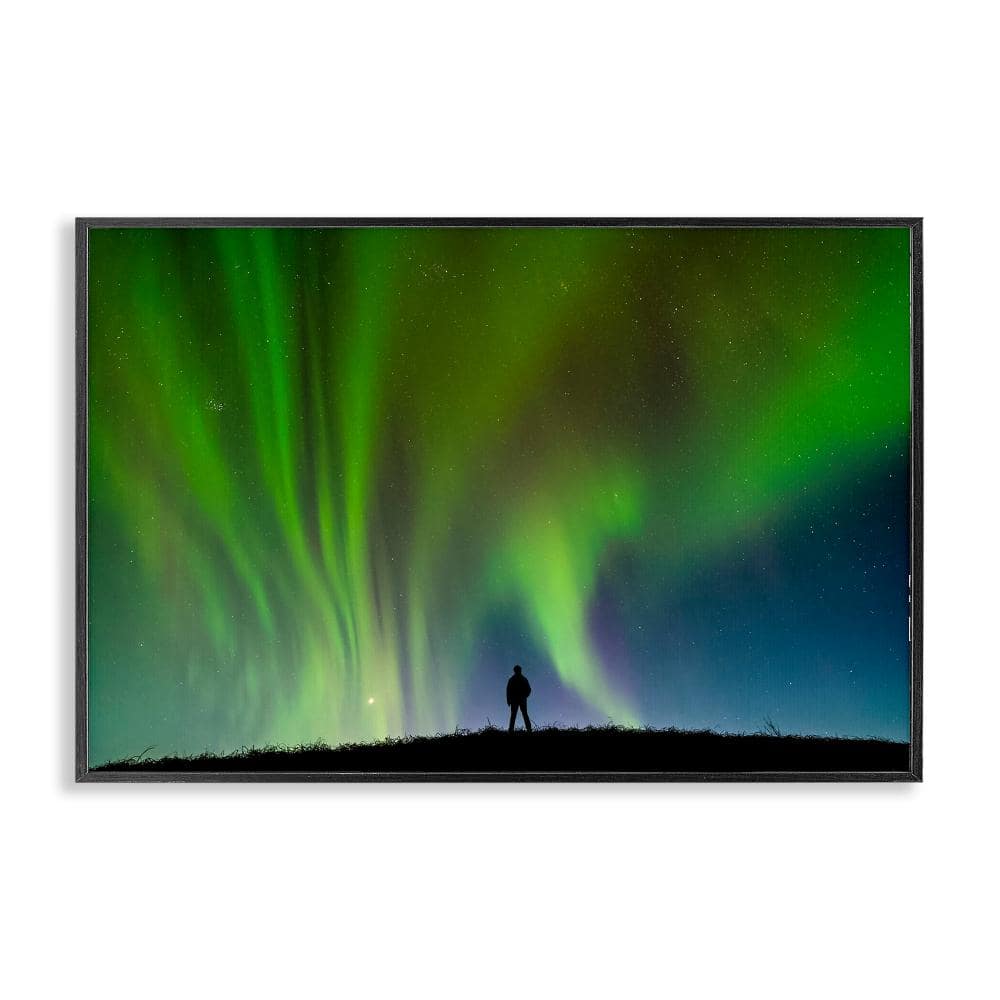 Envelop Northern Lights Silhouette Black Framed Giclee Art, design by Shelley Carlisle