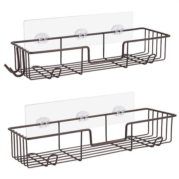 Cubilan Wall Mount Adhesive Stainless Steel Corner Shower Caddy Shelf  Basket Rack with Hooks in Silver (2-Pack) HD-WW7 - The Home Depot