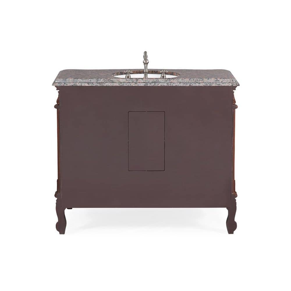 42'' Brown Marble Double Sink Freestanding Vanity