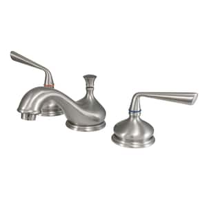 Silver Sage 8 in. Widespread 2-Handle Bathroom Faucets with Brass Pop-Up in Brushed Nickel