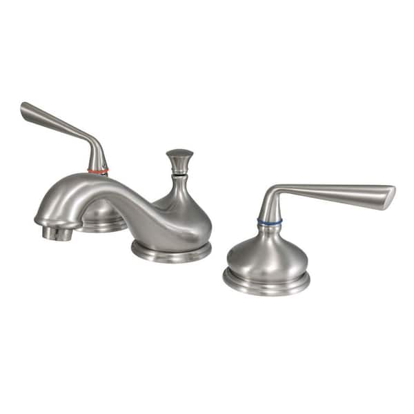 Kingston Brass Silver Sage 8 in. Widespread 2-Handle Bathroom Faucets with Brass Pop-Up in Brushed Nickel