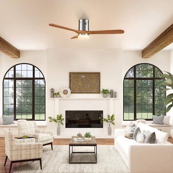 Striver 52 in. Dimmable LED Indoor/Outdoor Nickel Smart Ceiling Fan with Light and Remote, Works with Alexa/Google Home