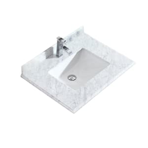 30 in. W x 22 in. D Carrara Marble Vanity Top in White with White Rectangular Single Sink
