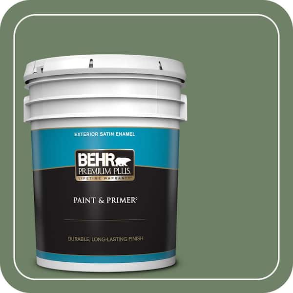 BEHR PREMIUM PLUS 5 gal. #S390-6 Cliffside Park Satin Enamel Exterior Paint & Primer