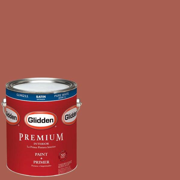 Glidden Premium 1-gal. #HDGO08 Charred Clay Satin Latex Interior Paint with Primer