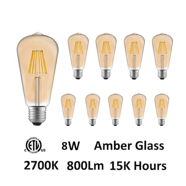 8W, ST19, Soft White (2700K) LED Light Bulb (Set of 10)