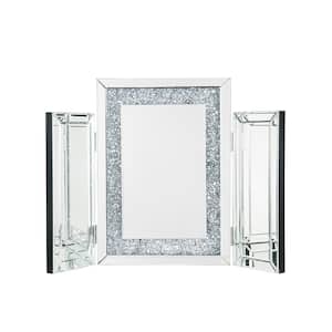 Noralie Modern Rectangle Mirror with LED in Mirrored & Faux Diamonds Framed 23 x 2