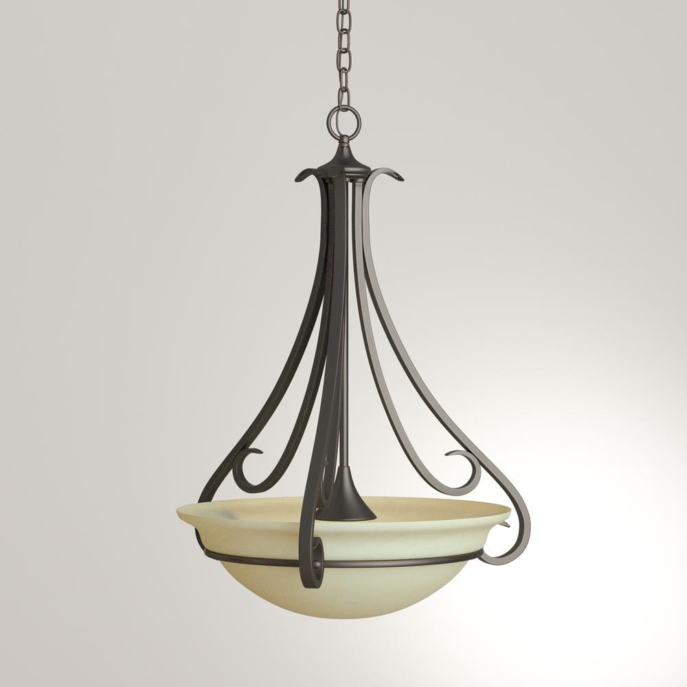 Torino 27" Forged Bronze Pendant Light with Ambered Glass