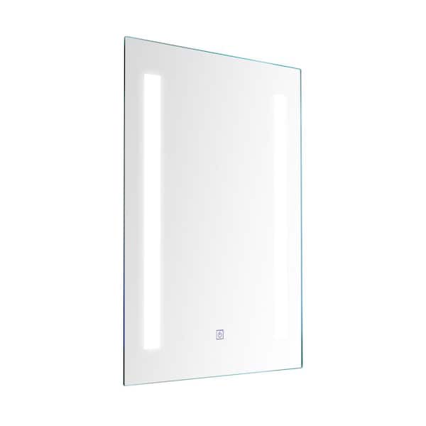 Bunpeony 20 in. W x 27.5 in. H Rectangular LED Lighted Wall Mounted Bathroom Makeup Mirror in White