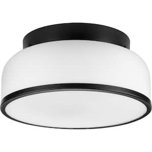 Parkhurst Collection 2-Light Matte Black New Traditional 11-1/4 in. Flush Mount Light