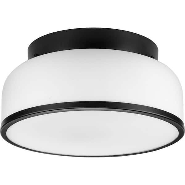 Progress Lighting Parkhurst Collection 2-Light Matte Black New Traditional 11-1/4 in. Flush Mount Light