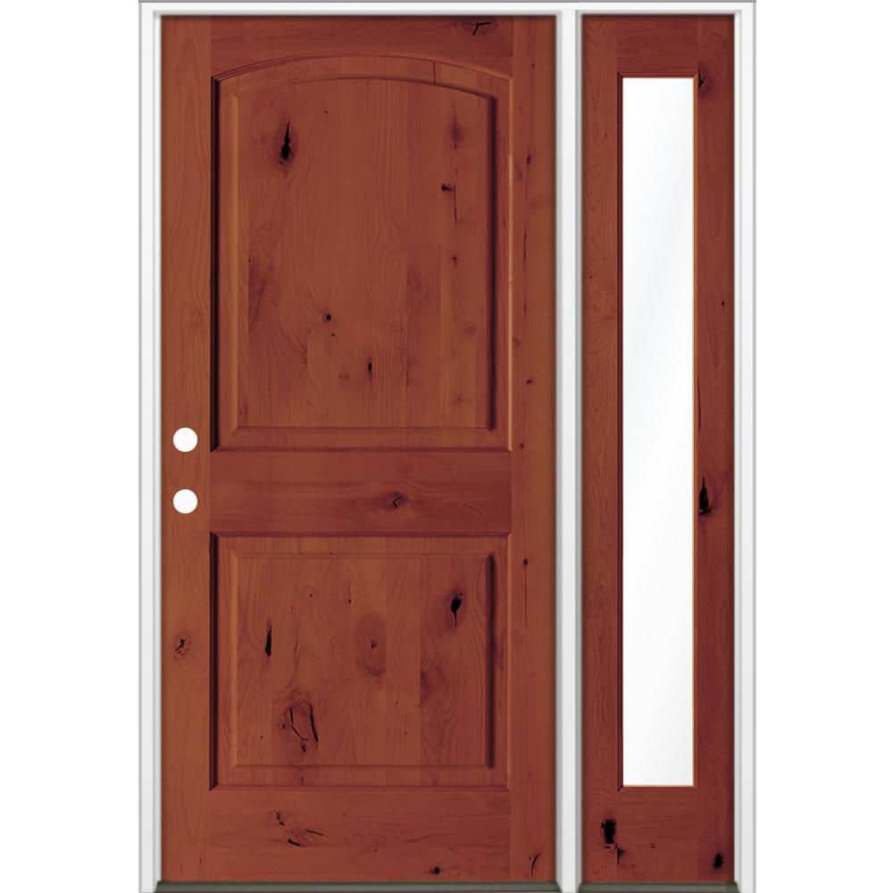 50 in. x 80 in. Knotty Alder 2-Panel Arch Top Right-Hand/Inswing Clear Glass Amaretto Stain Wood Prehung Front Door RFSL price history on PriceWatchPro